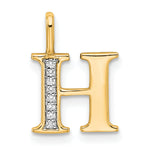 Diamond Initial Pendant - H / 14k Yellow Gold