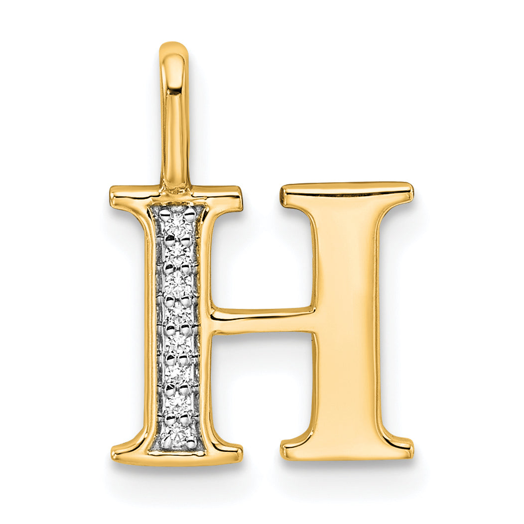 Diamond Initial Pendant - H / 14k Yellow Gold