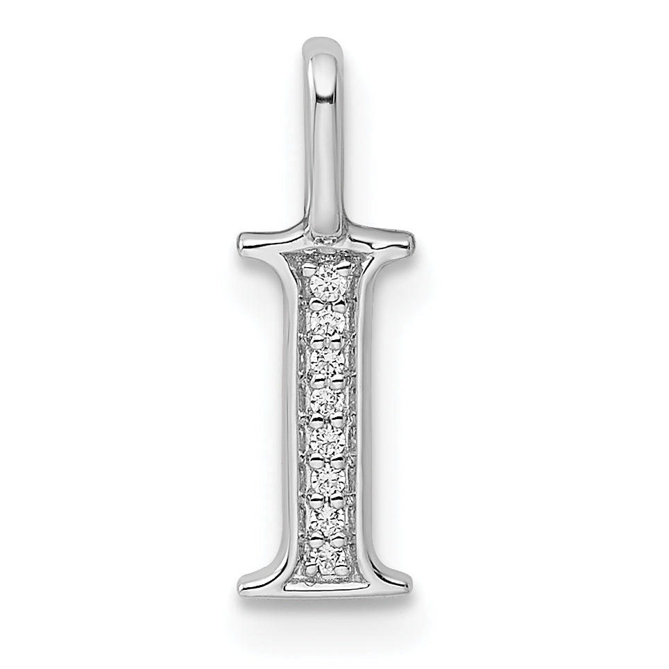 Diamond Initial Pendant - I / 14k White Gold