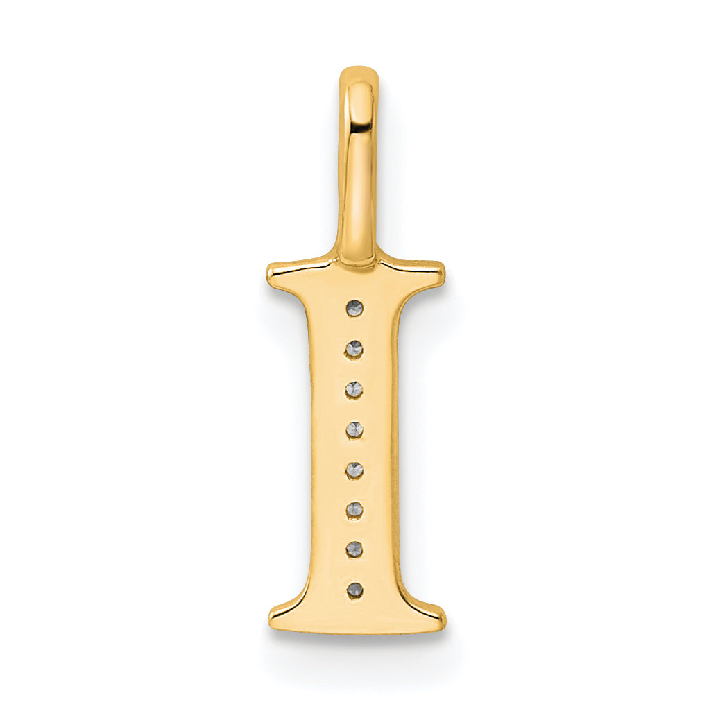 Diamond Initial Pendant - I / 14k Yellow Gold