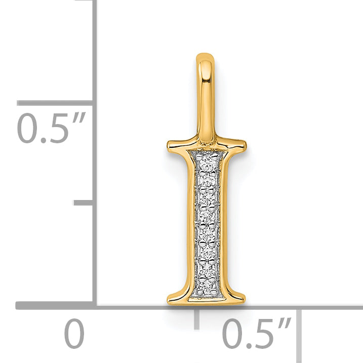Diamond Initial Pendant - I / 14k Yellow Gold