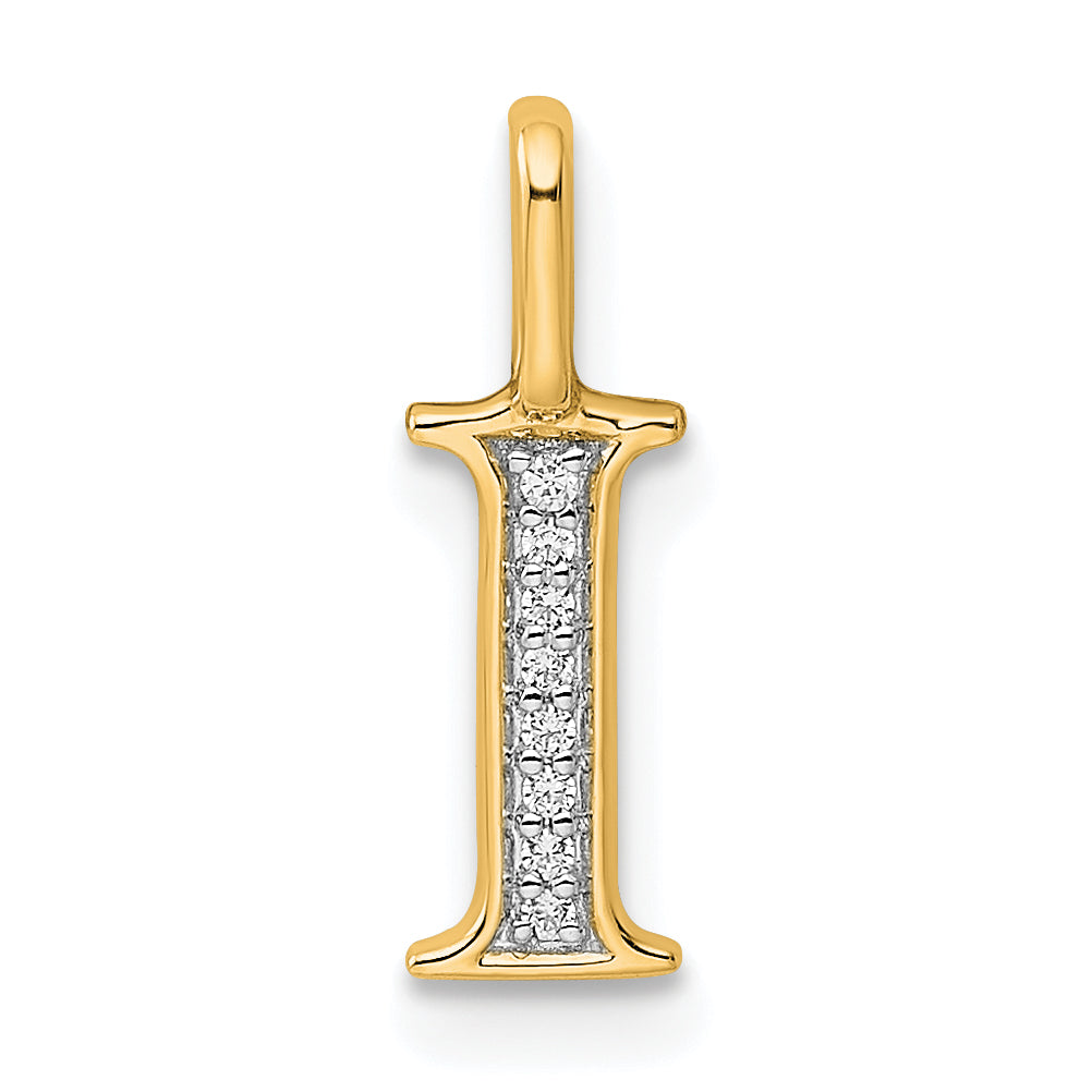 Diamond Initial Pendant - I / 14k Yellow Gold