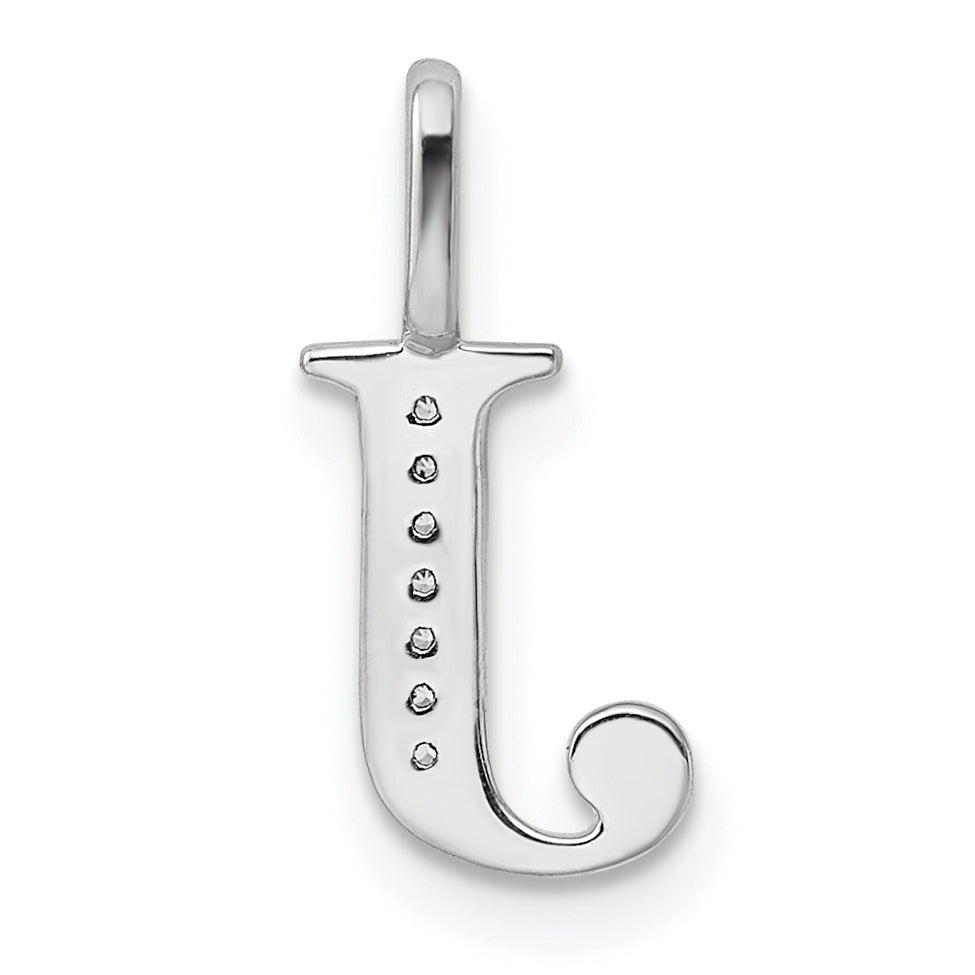Diamond Initial Pendant - J / 14k White Gold