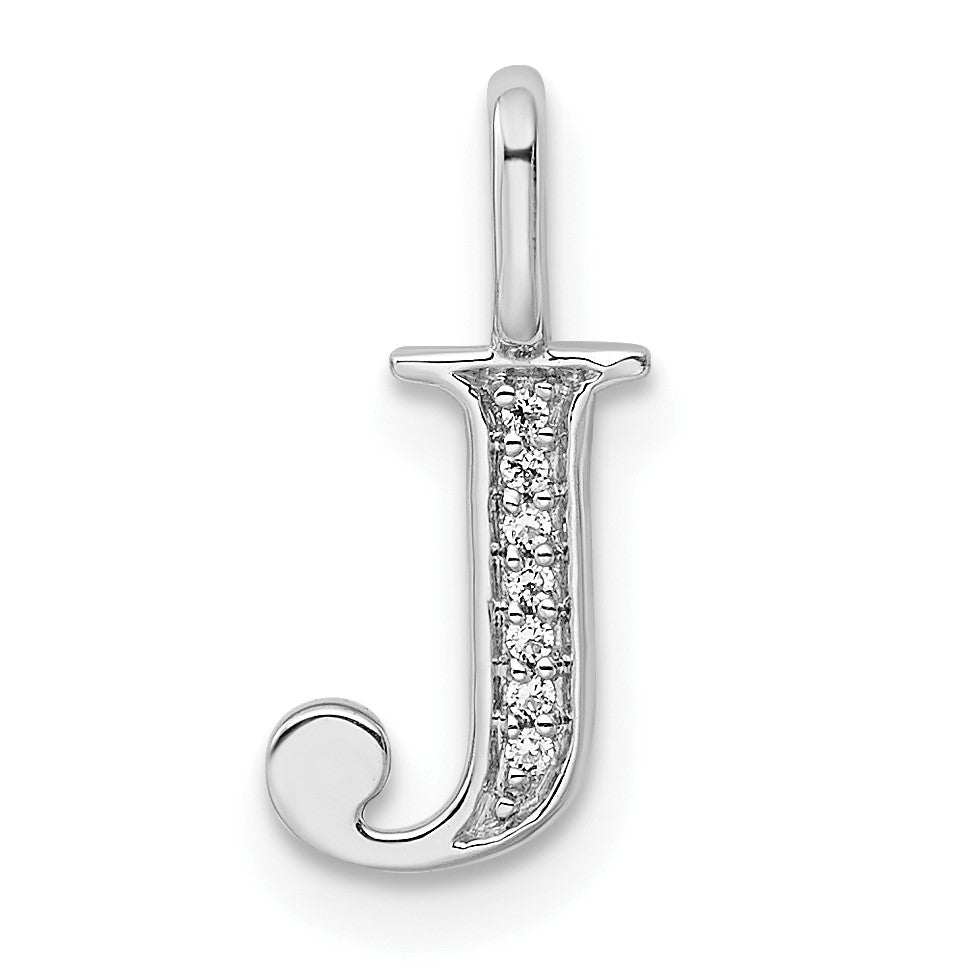 Diamond Initial Pendant - J / 14k White Gold