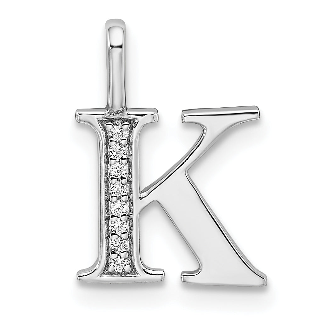 Diamond Initial Pendant - K / 14k White Gold
