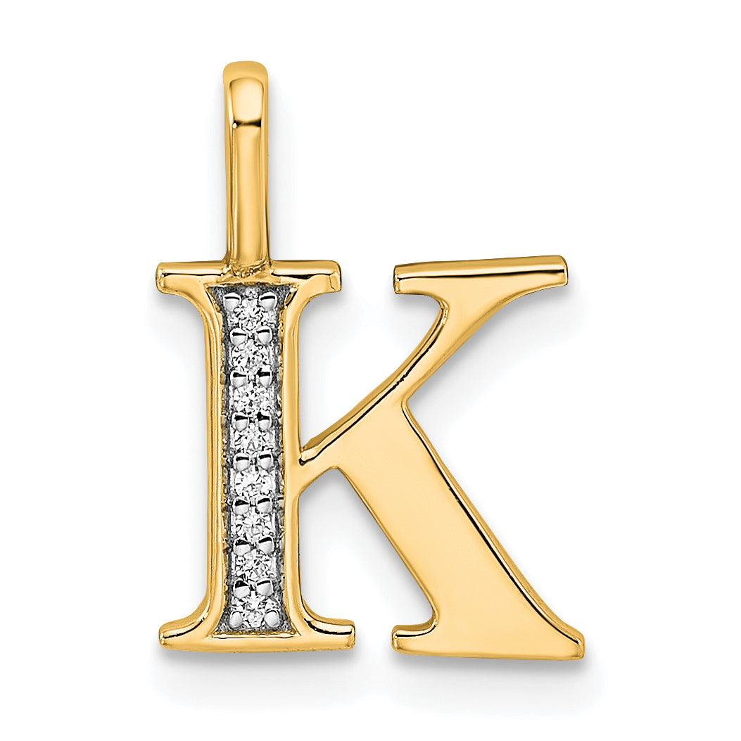 Diamond Initial Pendant - K / 14k Yellow Gold