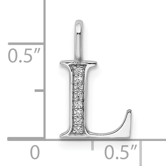 Diamond Initial Pendant - L / 14k White Gold