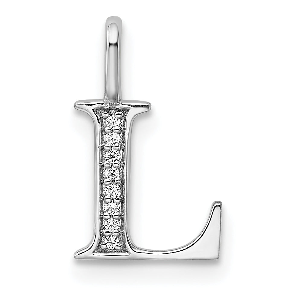 Diamond Initial Pendant - L / 14k White Gold