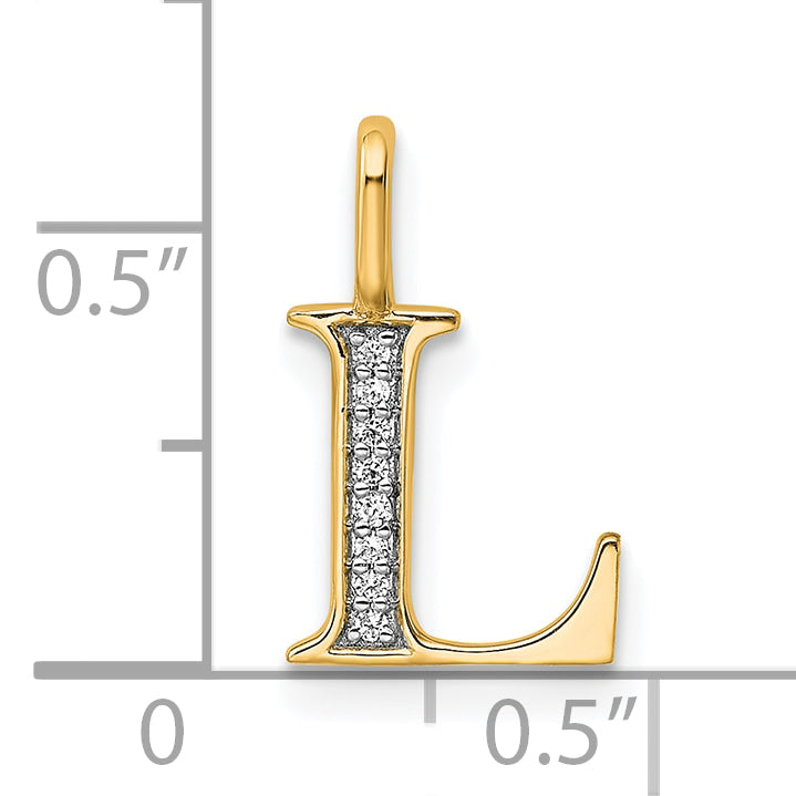 Diamond Initial Pendant - L / 14k Yellow Gold