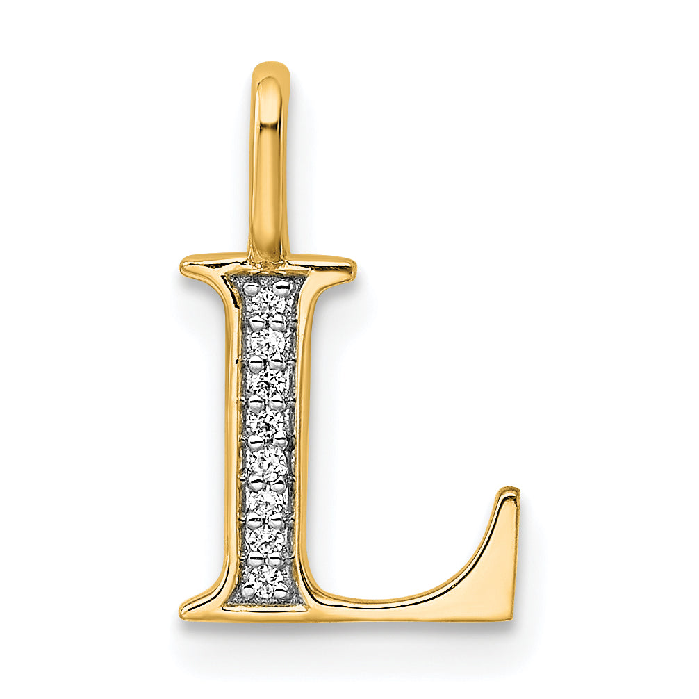 Diamond Initial Pendant - L / 14k Yellow Gold
