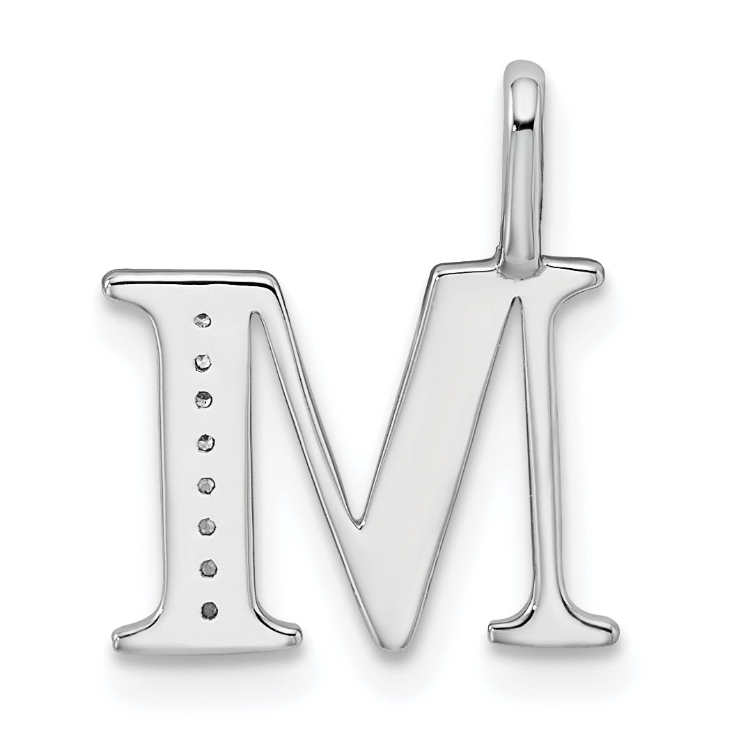 Diamond Initial Pendant - M / 14k White Gold