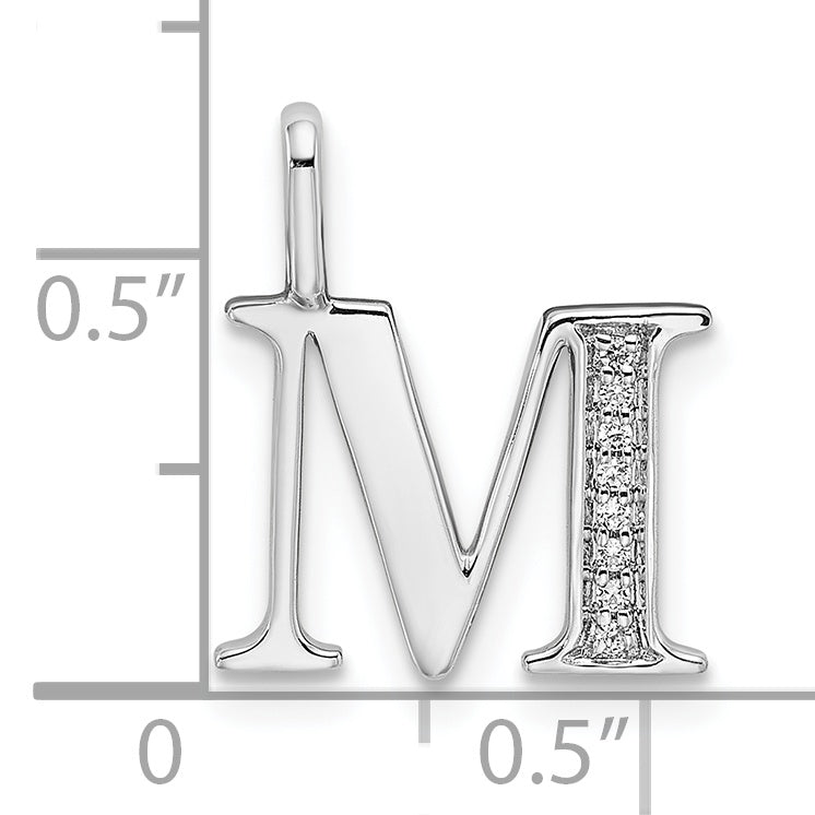 Diamond Initial Pendant - M / 14k White Gold