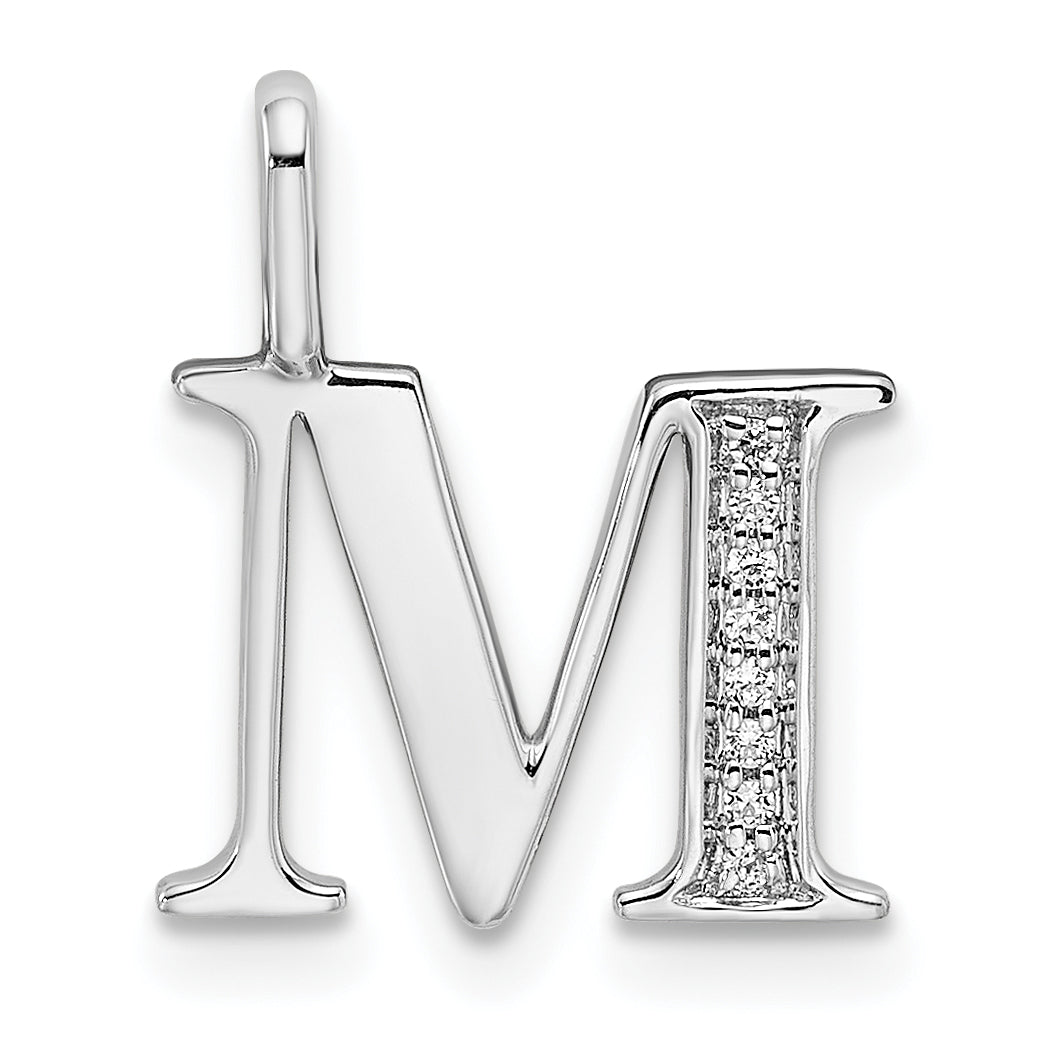Diamond Initial Pendant - M / 14k White Gold