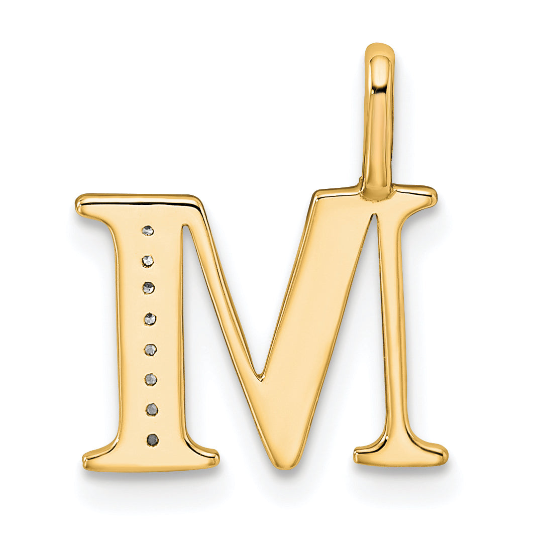 Diamond Initial Pendant - M / 14k Yellow Gold