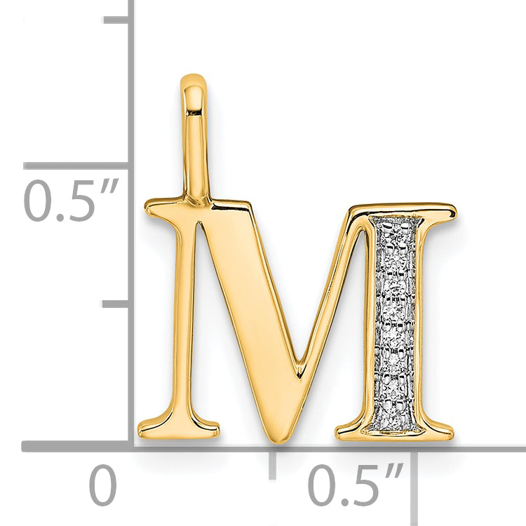 Diamond Initial Pendant - M / 14k Yellow Gold