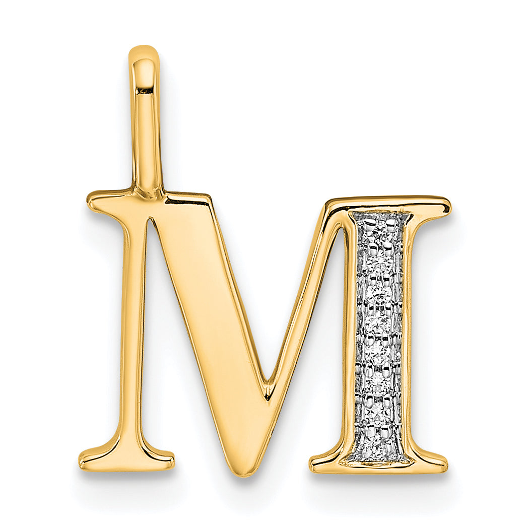 Diamond Initial Pendant - M / 14k Yellow Gold