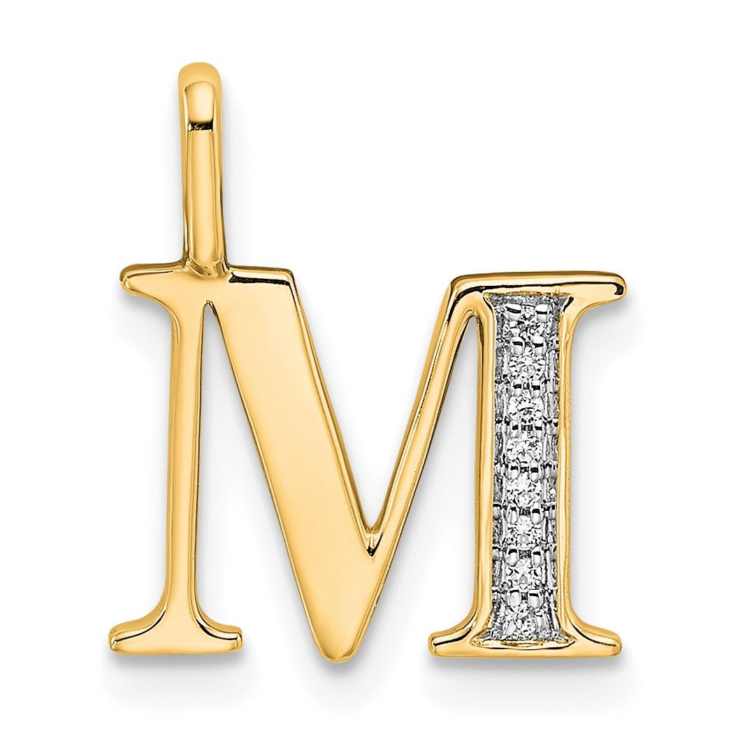 Diamond Initial Pendant - M / 14k Yellow Gold