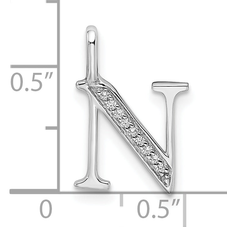 Diamond Initial Pendant - N / 14k White Gold