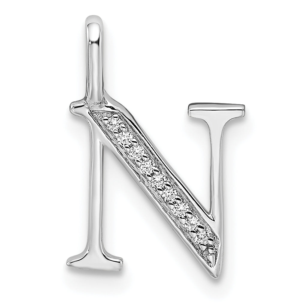 Diamond Initial Pendant - N / 14k White Gold