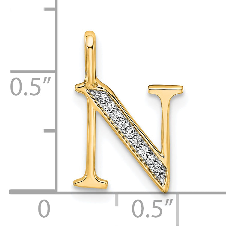 Diamond Initial Pendant - N / 14k Yellow Gold