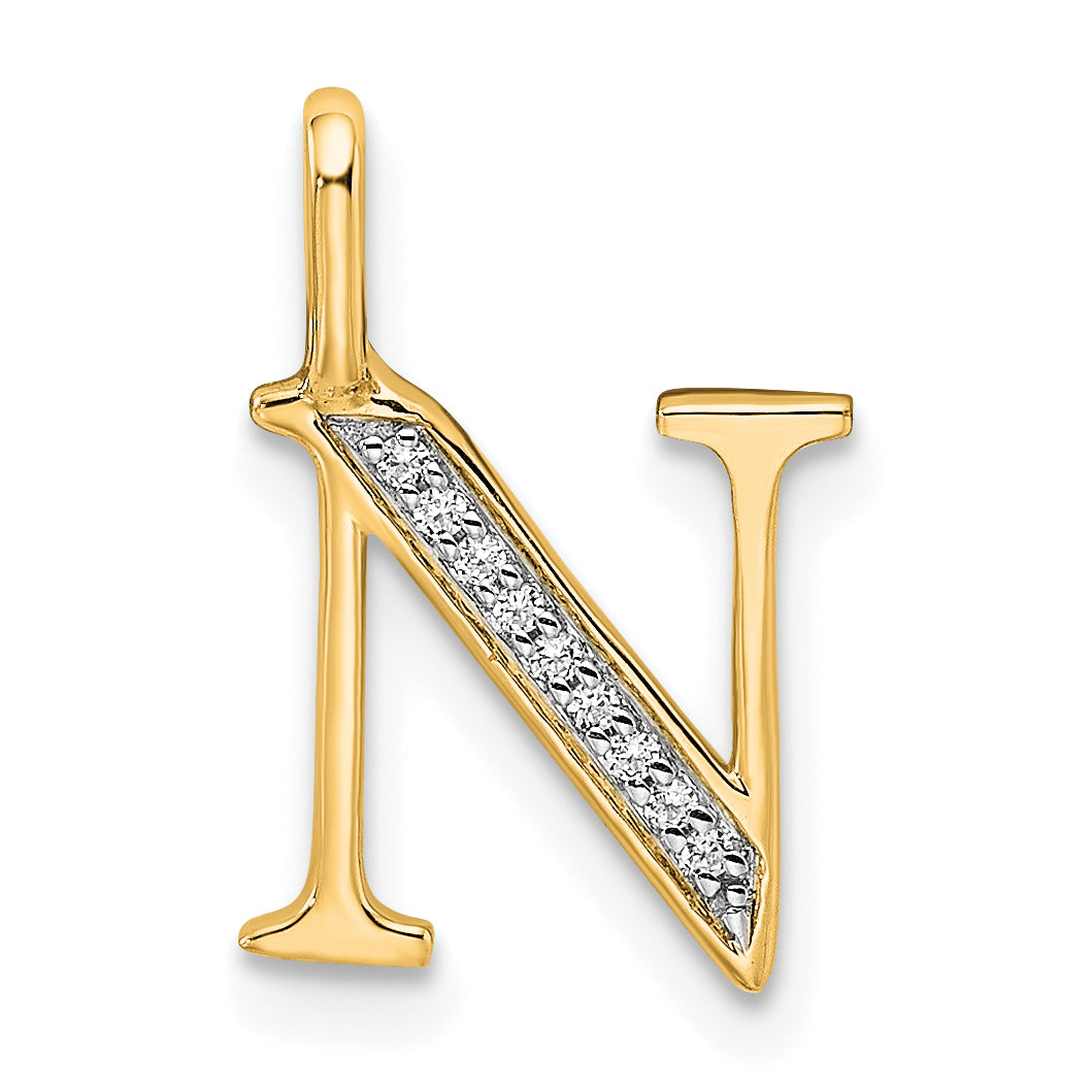 Diamond Initial Pendant - N / 14k Yellow Gold