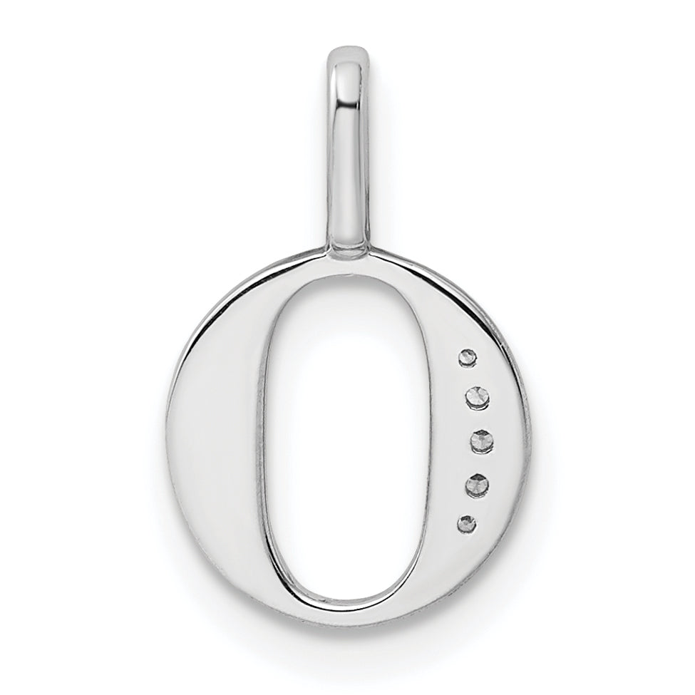 Diamond Initial Pendant - O / 14k White Gold