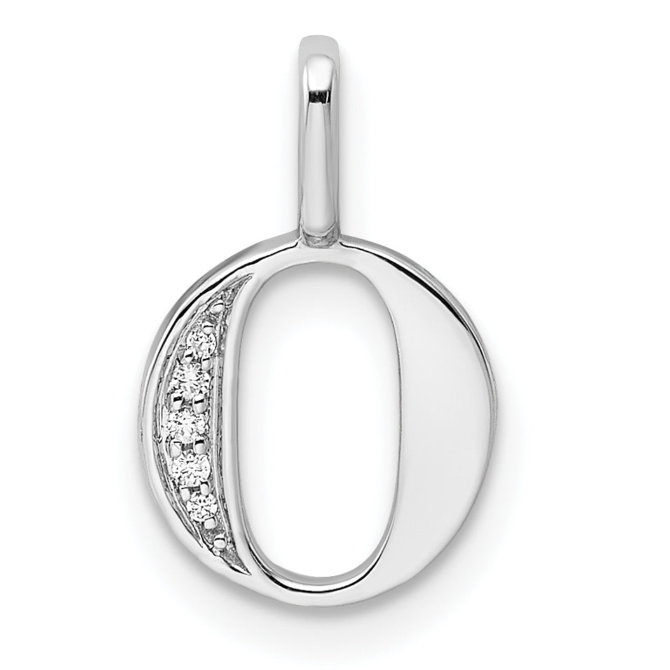 Diamond Initial Pendant - O / 14k White Gold