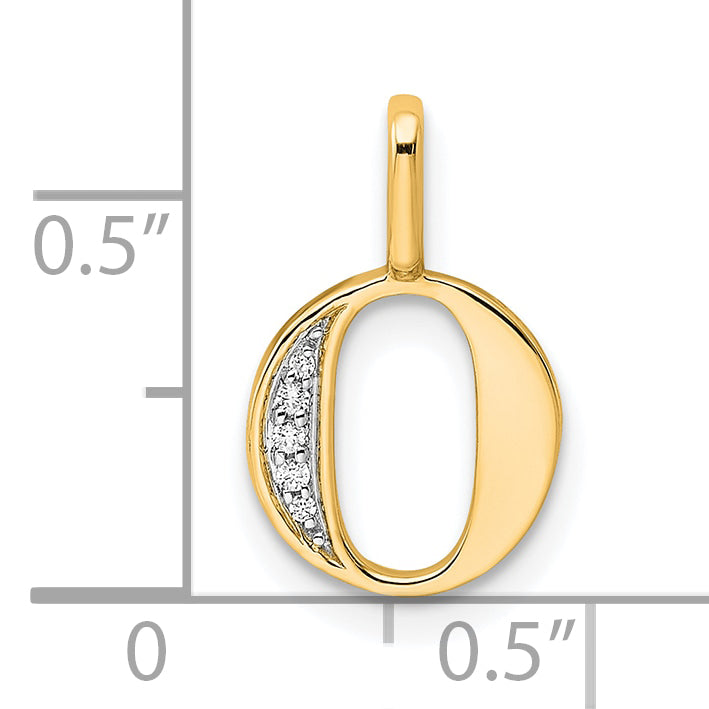 Diamond Initial Pendant - O / 14k Yellow Gold