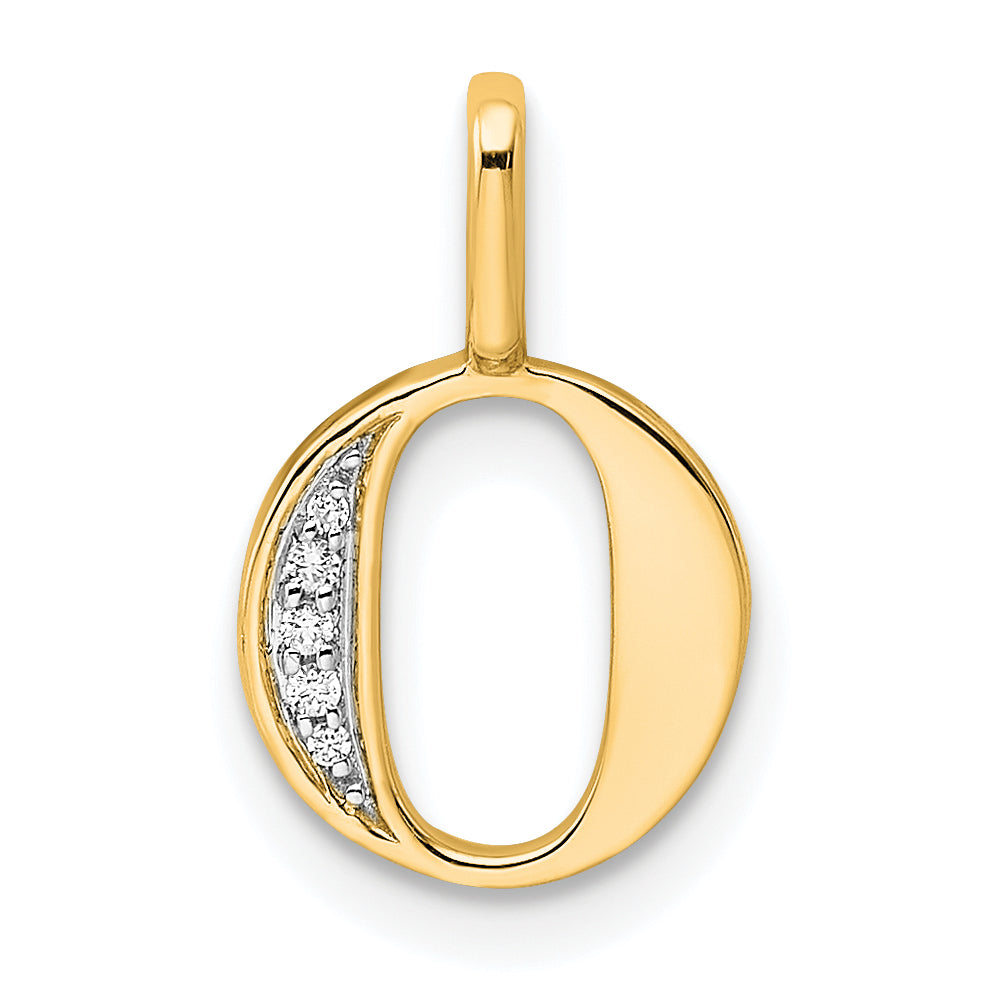 Diamond Initial Pendant - O / 14k Yellow Gold