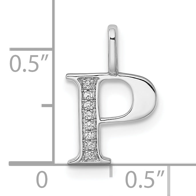 Diamond Initial Pendant - P / 14k White Gold