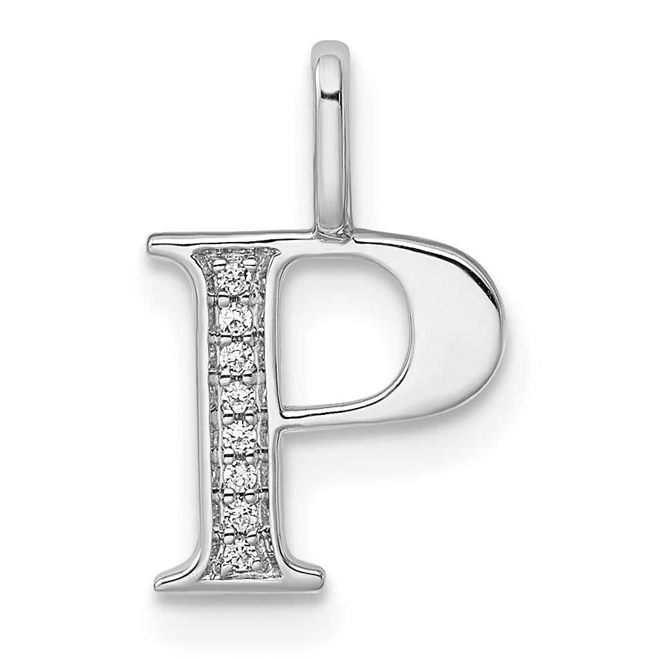 Diamond Initial Pendant - P / 14k White Gold