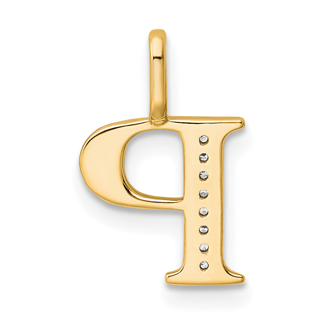 Diamond Initial Pendant - P / 14k Yellow Gold