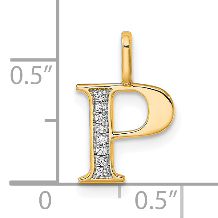 Diamond Initial Pendant - P / 14k Yellow Gold