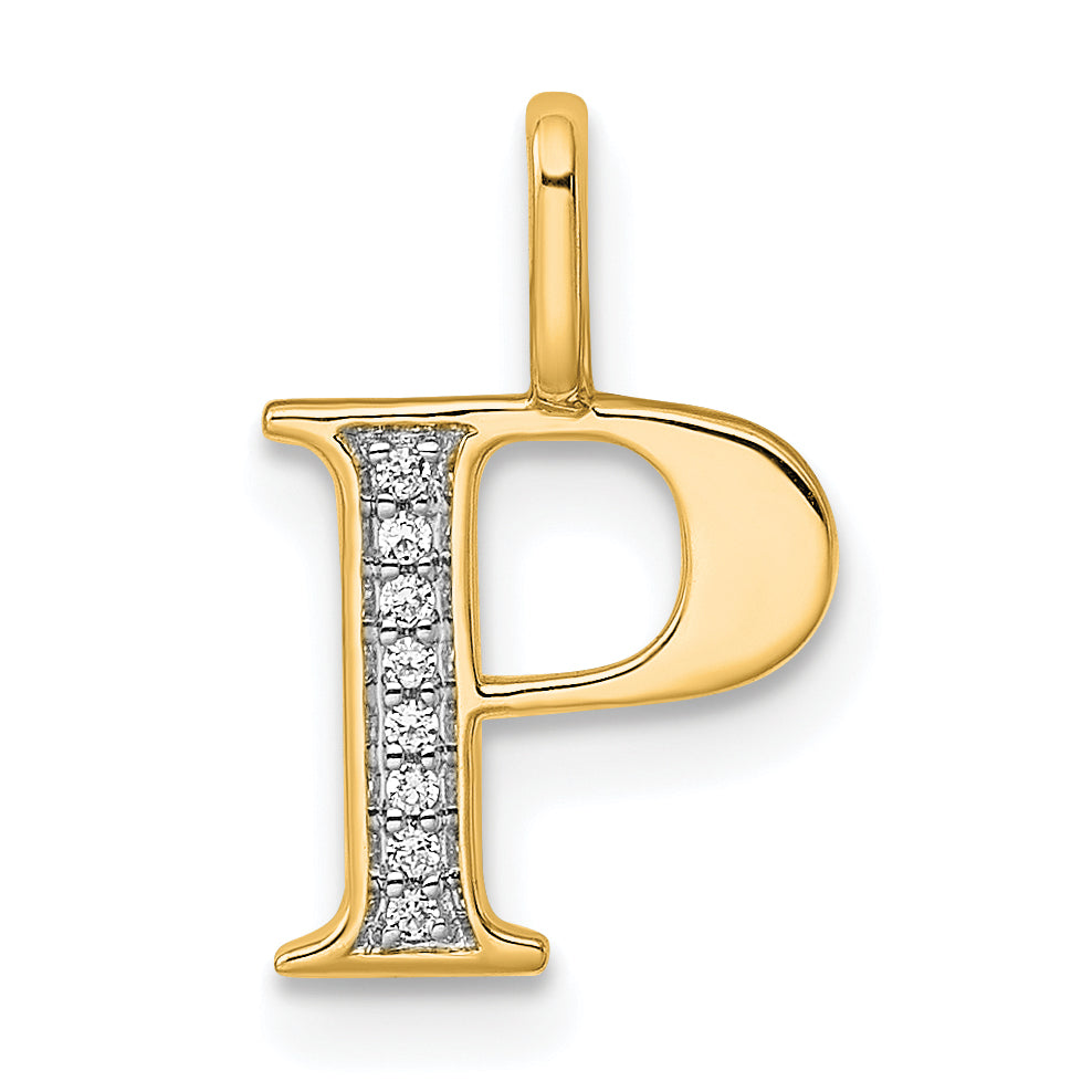 Diamond Initial Pendant - P / 14k Yellow Gold