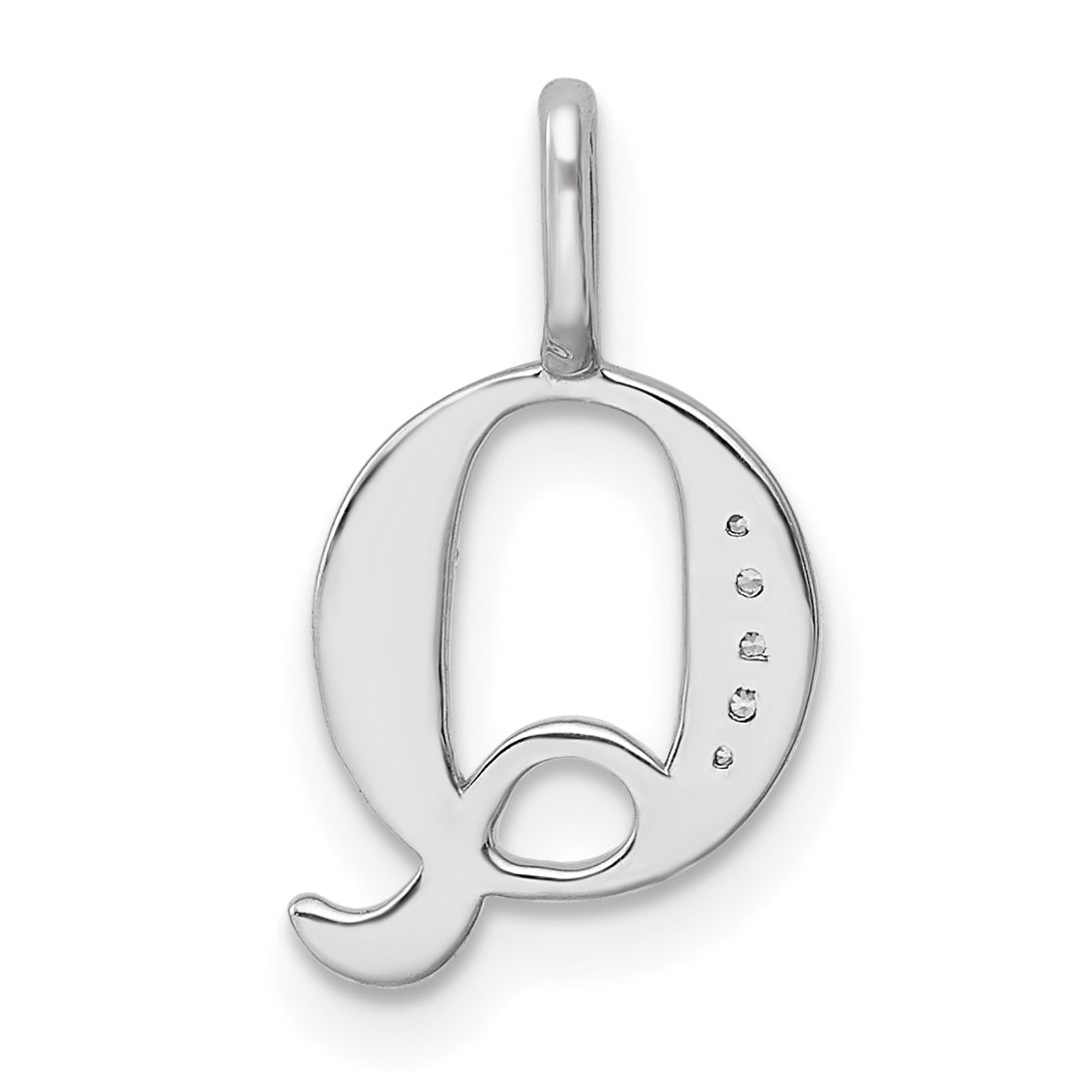 Diamond Initial Pendant - Q / 14k White Gold