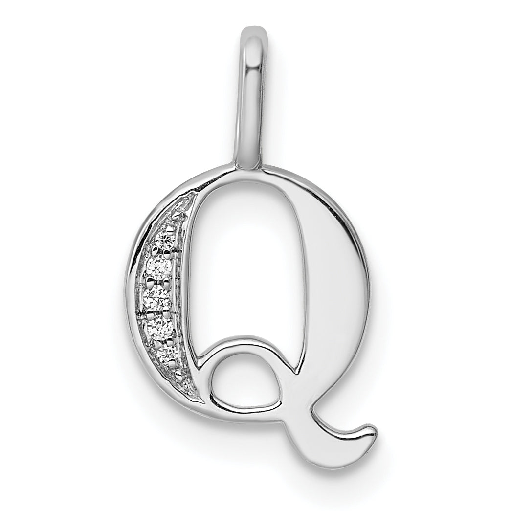 Diamond Initial Pendant - Q / 14k White Gold