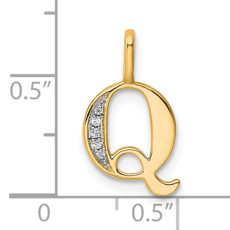 Diamond Initial Pendant - Q / 14k Yellow Gold