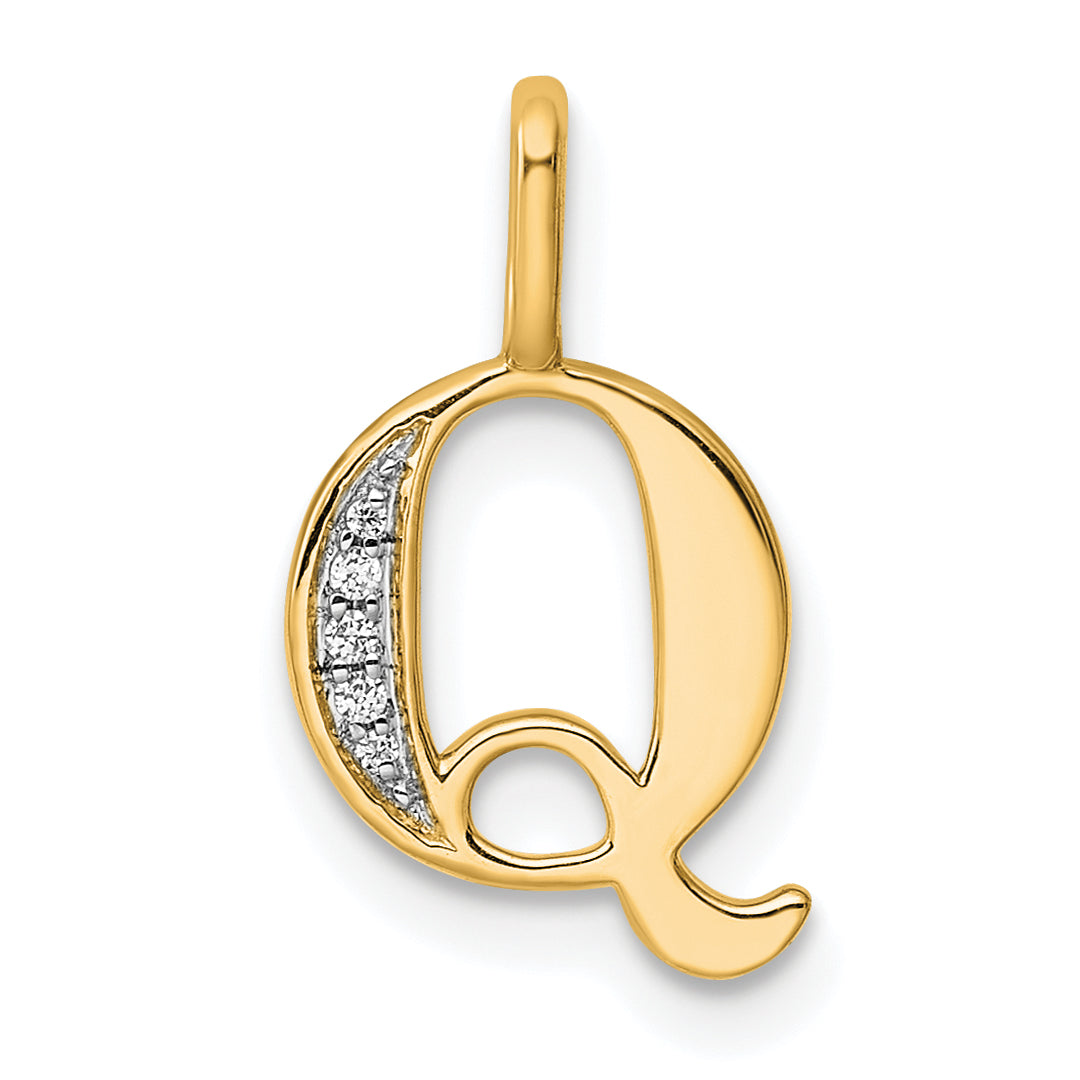 Diamond Initial Pendant - Q / 14k Yellow Gold