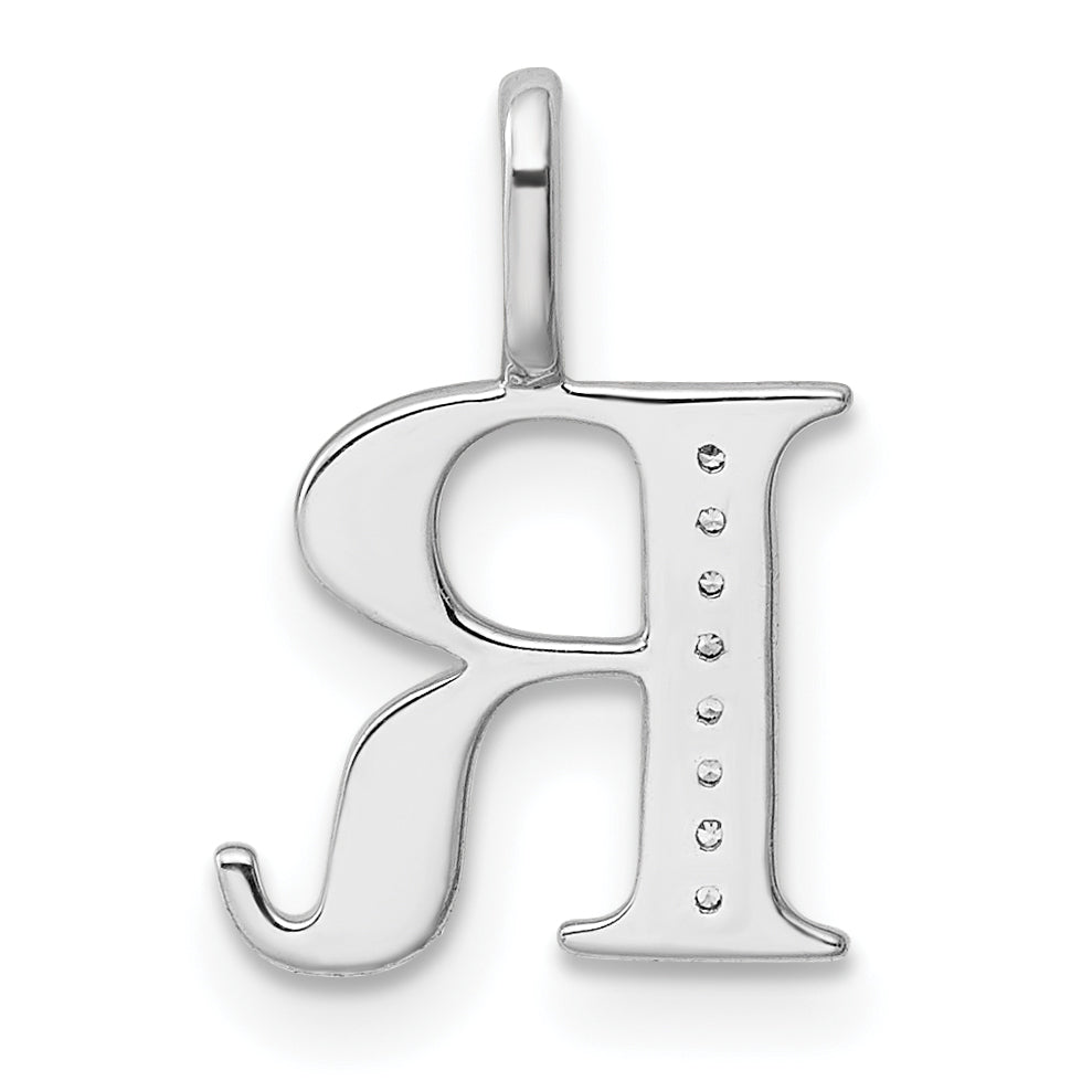 Diamond Initial Pendant - R / 14k White Gold