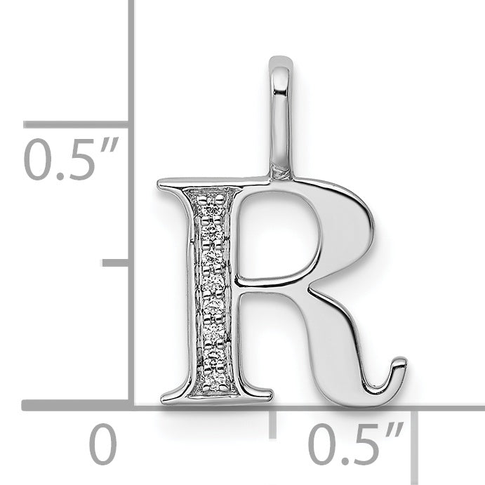 Diamond Initial Pendant - R / 14k White Gold