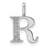 Diamond Initial Pendant - R / 14k White Gold