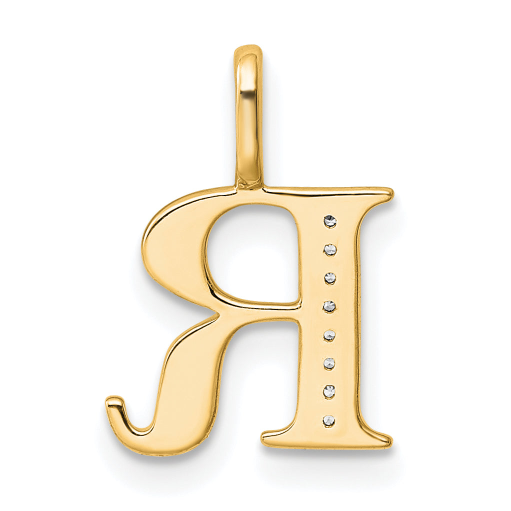 Diamond Initial Pendant - R / 14k Yellow Gold