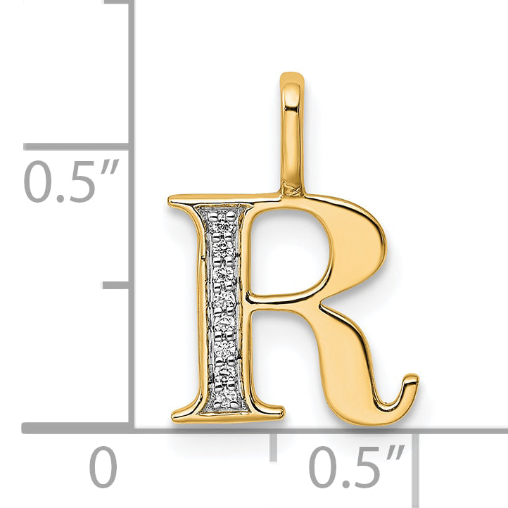 Diamond Initial Pendant - R / 14k Yellow Gold