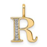 Diamond Initial Pendant - R / 14k Yellow Gold