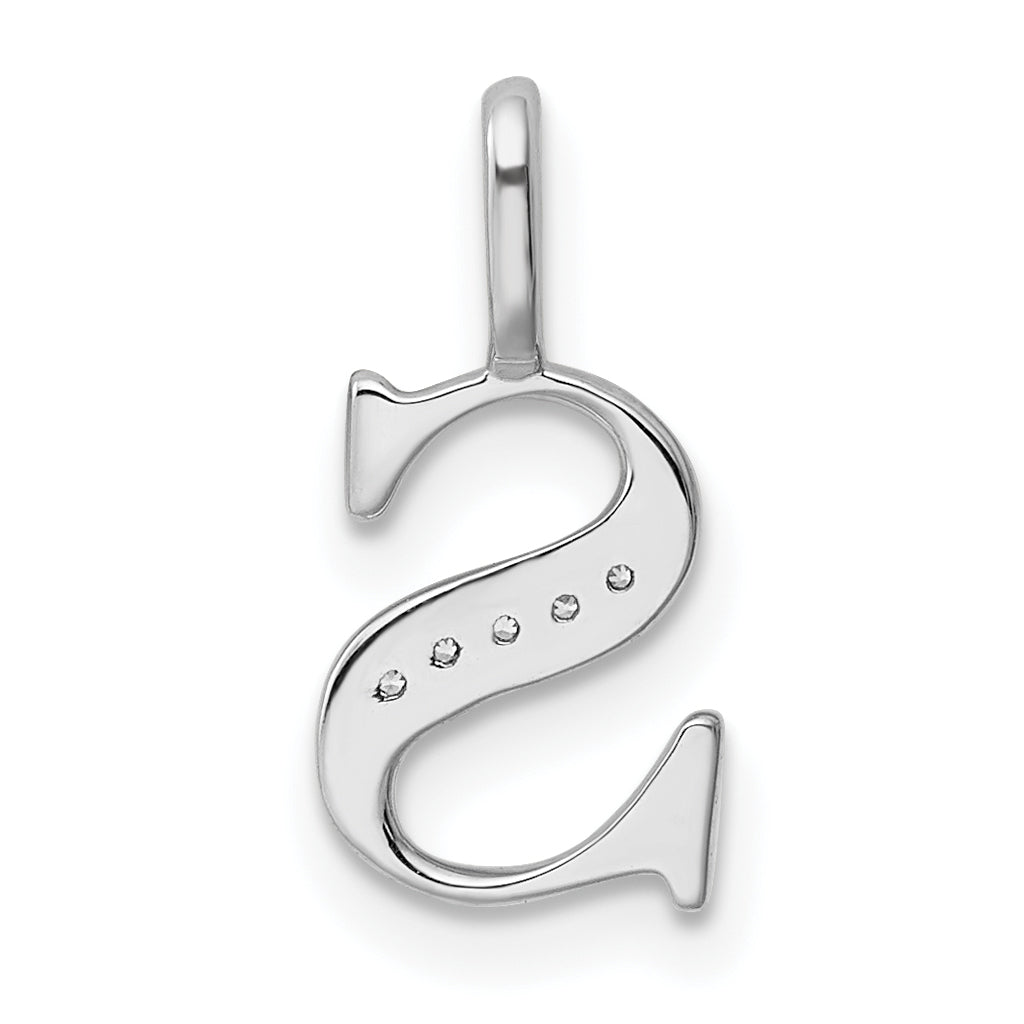 Diamond Initial Pendant - S / 14k White Gold