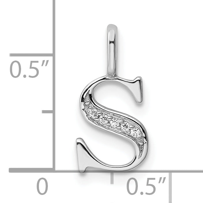 Diamond Initial Pendant - S / 14k White Gold