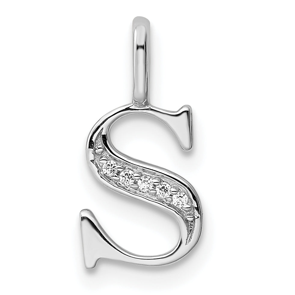 Diamond Initial Pendant - S / 14k White Gold