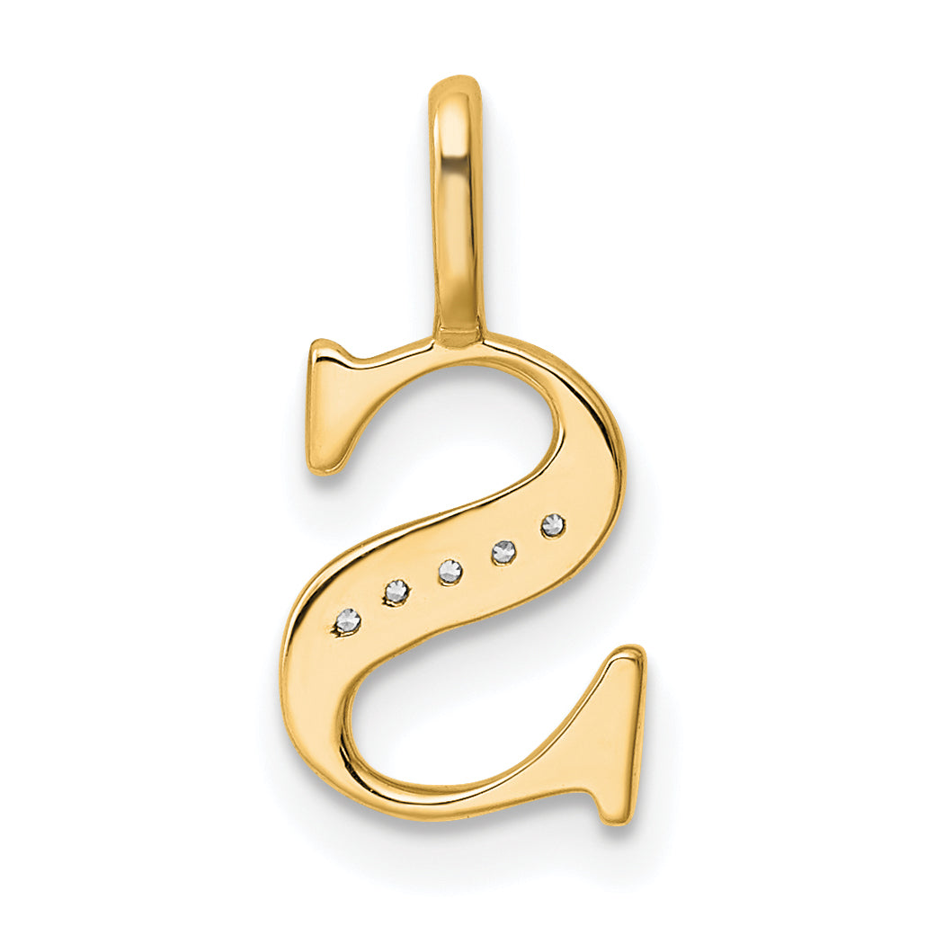 Diamond Initial Pendant - S / 14k Yellow Gold