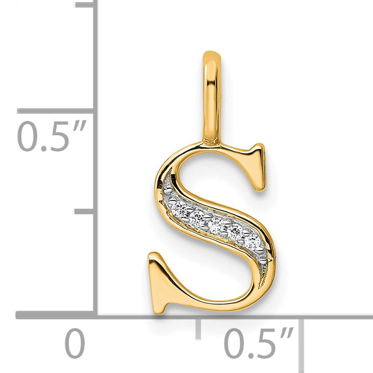 Diamond Initial Pendant - S / 14k Yellow Gold