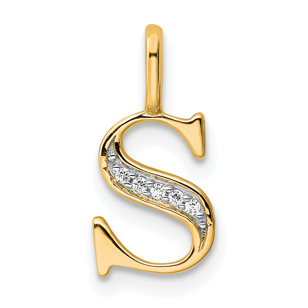 Diamond Initial Pendant - S / 14k Yellow Gold
